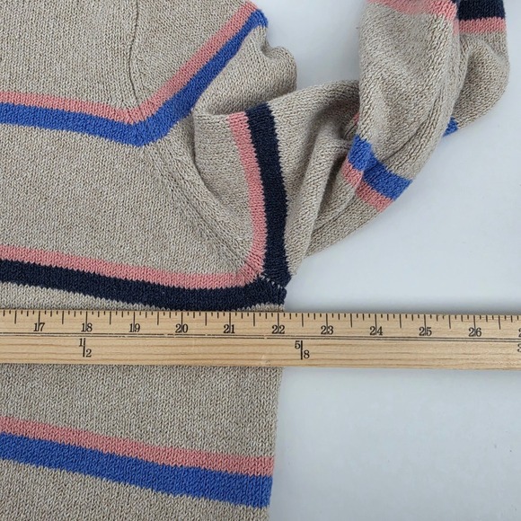 Faherty Brand Women's XL Beige Striped Crewneck Cotton Blend heavy Sweater - Picture 6 of 10